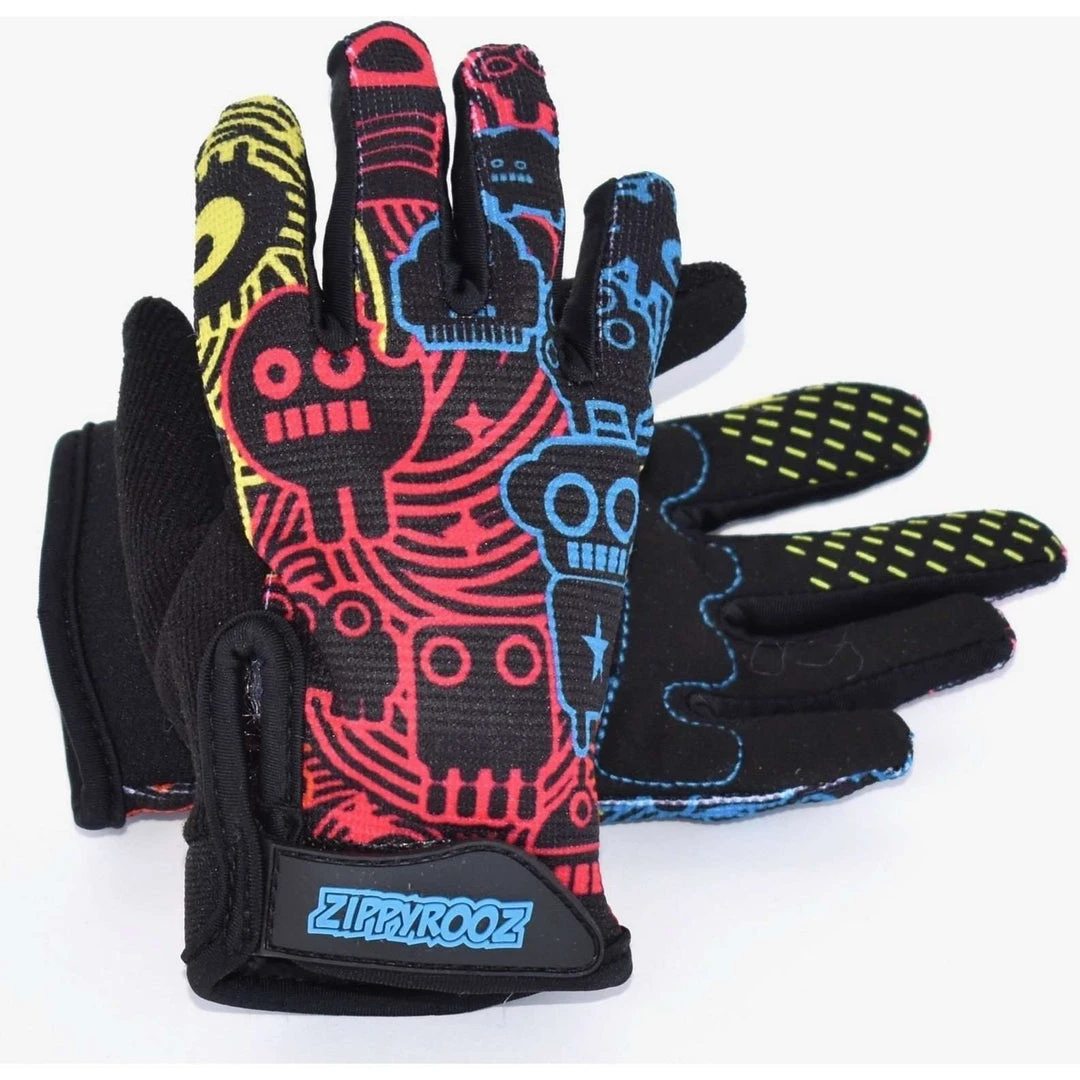 Zippyrooz Robots Full Finger Kids Biking Gloves BIKE 4 Zippyrooz Robots Full Finger Kids Biking Gloves BIKE
